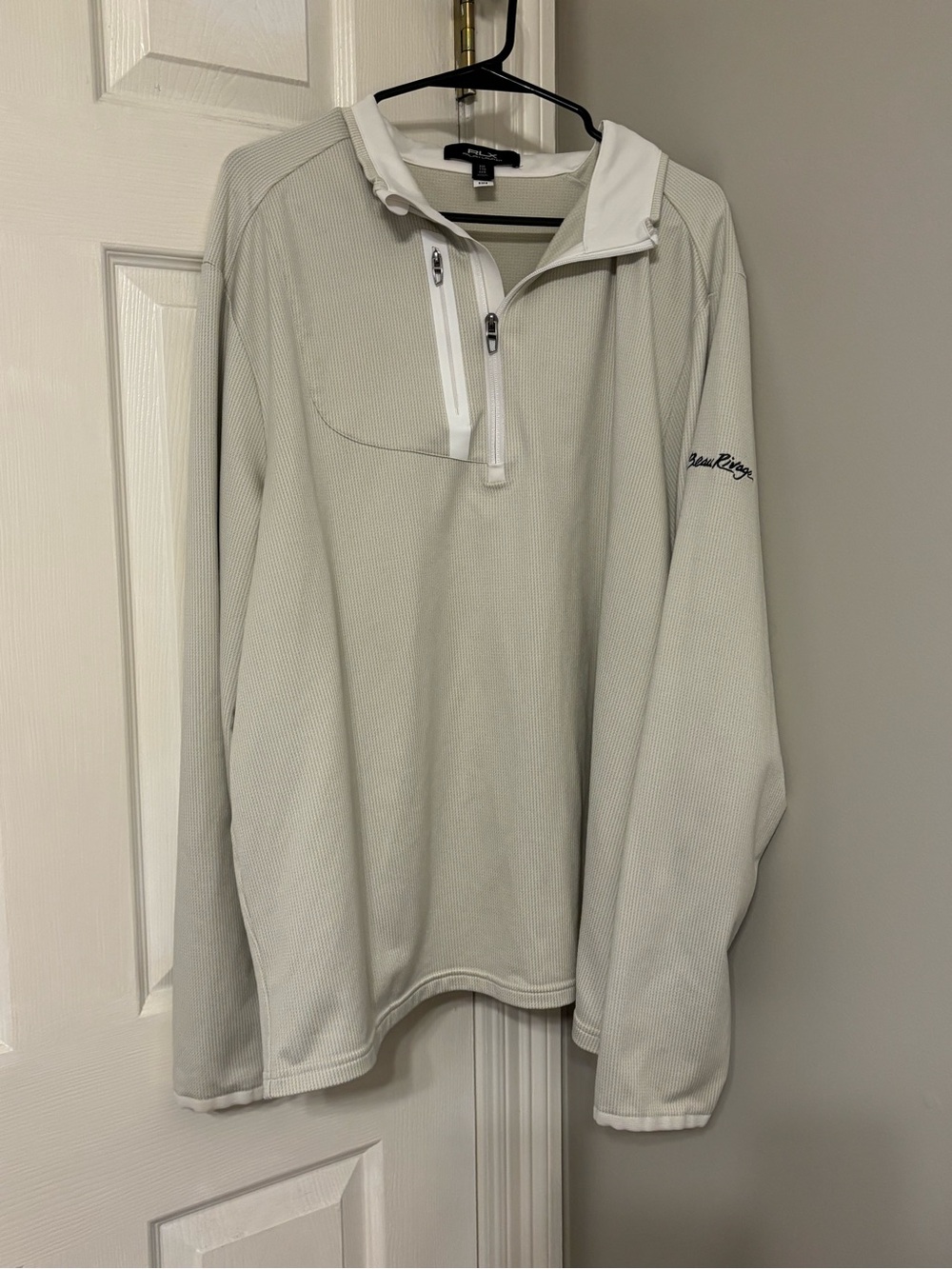 RLX Ralph Lauren Textured Quarter-Zip Pullover - Light Gray/White Beau Rivage